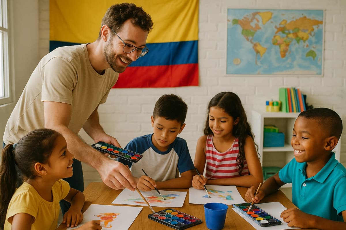 "Custom volunteer activities like teaching art, sports, or tech skills to kids, tailored to your expertise at OlaLingo Campus."